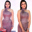 Sparkly Sexy Dusty Purple Halter Side Slit Mermaid Long Prom Derss, PD3513