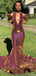 Newest Mermaid V-Neck Sparkly Prom Dresses, Long Evening Dress PD2327