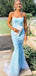 Strapless Blue Sexy Full Lace Mermaid Long Prom Dress, PD3488