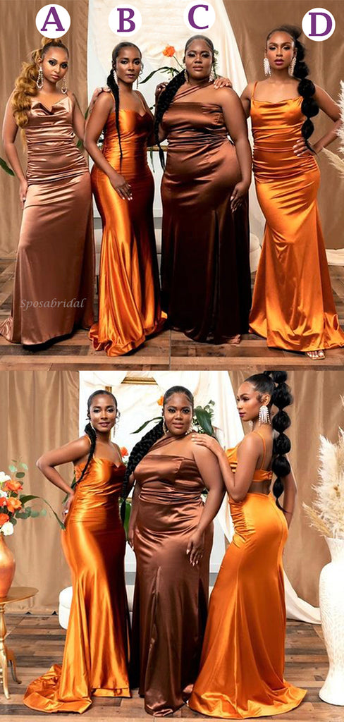 Stylish Colorful Satin Mermaid Sexy Long Bridesmaid Dresses, BD3255