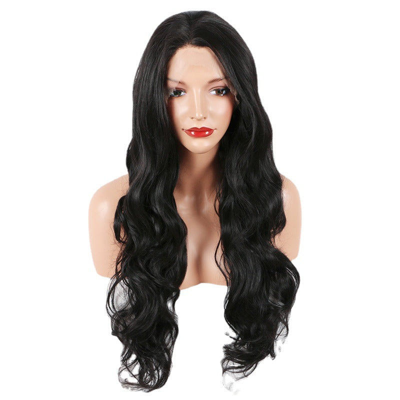 Fashionable wig women's front lace black wavy hair wig, ORN09