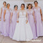 Elegant Pink Chiffon Short Sleeves A-Line Floor Length Bridesmaid Dresses With Lace, BD3326