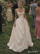 Square Neck Spaghetti Strap Taffeta Ballgown Wedding Dress, Lace Trim Corset Floor Length Bridal Gown,WD3138