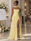Elegant Strapless Chiffon Ruched Yellow Evening Gown With Neck Sash,BD3489