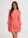 Sweet Chiffon Long Sleeves Ruffles A-Line Mini Dresses/ Homecoming Dresses, PD3669