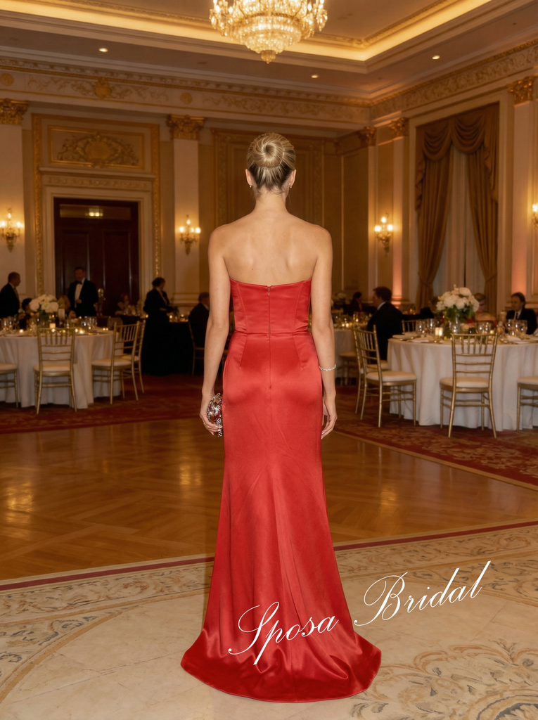 Sexy Soft Satin Sweetheart Sleeveless Side Slit Mermaid Prom Dress, PD4065