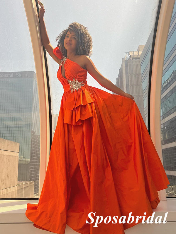Elegant One Shoulder Sleeveless Side Slit A-Line Long Prom Dresses Wit SposaBridal Elegant One Shoulder Sleeveless Side Slit A-Line Long Prom Dresses Wit SposaBridal