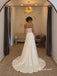 Strapless Corset Satin Mermaid Wedding Dress, Sheer Lace Back Draped Bridal Gown, WD3148
