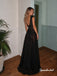 Black Lace Sheer Chiffon Evening Dress, V Neck Cap Sleeve Formal Gown, PD4386