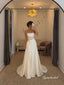 Strapless Corset Satin Mermaid Wedding Dress, Sheer Lace Back Draped Bridal Gown, WD3148
