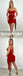 Sexy Red Chiffon Spaghetti Straps V-Neck Sheath Mini Dresses/ Homecoming Dresses, PD3572
