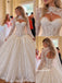 High Neck Cutout Long Sleeve Lace Wedding Dress, Voluminous Ball Gown Bridal Gown, WD3155