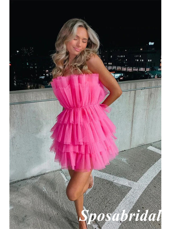 barbie pink homecoming dress mini birthday dresses Cute Barbie Pink A-Line Satin Homecoming Dresses Mini Birthday Dresses Laylatailor Shop-parroquiadesanalbertomagno.com