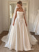 Strapless Draped Satin Wedding Dress, Corset Button Back A-Line Bridal Gown, WD3143