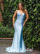 Sexy Elastic Satin Spaghetti Straps V-Neck Lace Up Back Mermaid Long Prom Dresses,PD3704