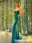 Sexy Emerald Spaghetti Straps Lace Up Back Mermaid Long Prom Dresses, PD3829
