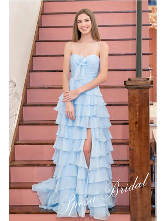 Elegant Chiffon Sweetheart Sleeveless Ruffled A-Line Floor Length Prom Dress, PD4084