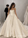 Strapless  Satin Wedding Dress, Lace Trim Corset Ballgown Bridal Gown, WD3144