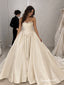 Strapless  Satin Wedding Dress, Lace Trim Corset Ballgown Bridal Gown, WD3144