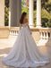 trapless Detachable Lace Sleeve Wedding Dress, Lace Slit Overskirt Bridal Gown, WD3150