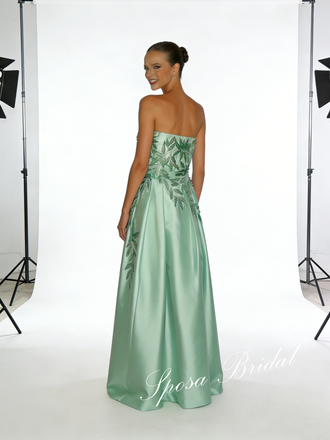 Elegant Satin Sweetheart Sleeveless Appliques A-Line Prom Dress, PD4062