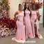 Sexy Jersey Mismatched Sleeveless Side Slit Mermaid Floor Length Bridesmaid Dresses, BD3304