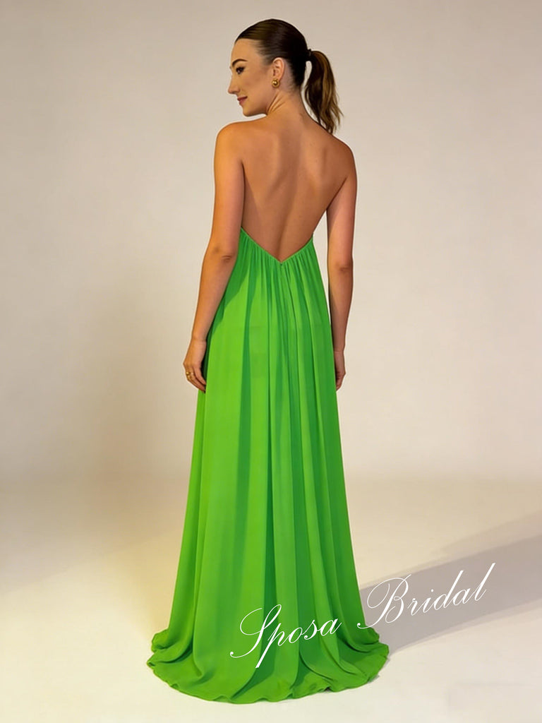 Sexy Chiffon Sweetheart Sleeveless Ruffled A-Line Prom Dress, PD4058
