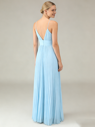 Sexy Spaghetti Straps Chiffon V-Neck Sleeveless Floor-Length A-Line Maxi Mermaid Bridesmaid Dresses, BD3443