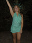 Sexy Shiny Halter Sleeveless Lace Up Back Sheath Mini Dresses/ Homecoming Dresses, PD3671