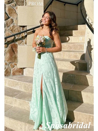 Sexy Sweetheart Sleeveless Side Slit A-Line Maxi Prom Dress, PD4038