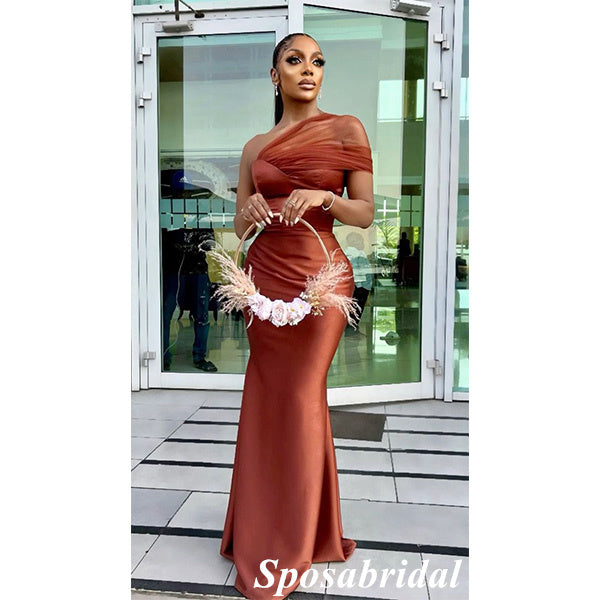 Sexy One Shoulder Sleeveless Mermaid Floor Length Bridesmaid Dresses, SposaBridal Sexy One Shoulder Sleeveless Mermaid Floor Length Bridesmaid Dresses, SposaBridal