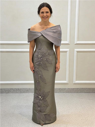 Elegant Satin Floor-Length Sheath Mother Of The Bride Dresses, SFM007