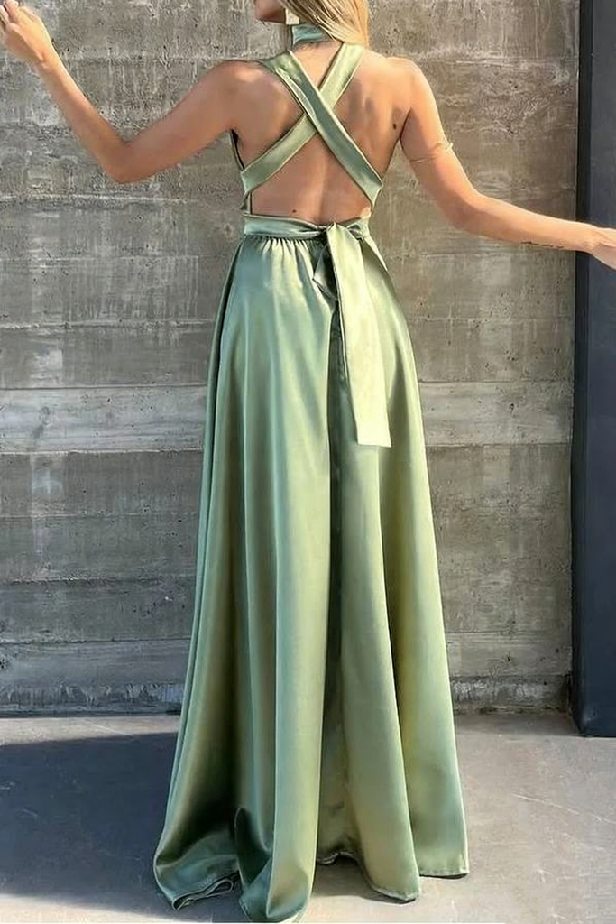 Sexy Soft Satin Sleeveless Floor-Length A-Line Maxi Mermaid Bridesmaid Dresses, BD3407