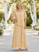 Beaded Neckline Champagne Chiffon Long Mother of the Bride Dress, SFM019