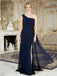 Elegant Chiffon One Shoulder Floor-Length Side Slit Mermaid Mother Of The Bride Dresses, SFM008