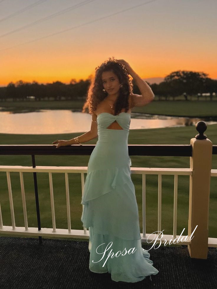 Sweet Chiffon Sweetheart A-Line Maxi Prom Dress, PD4050