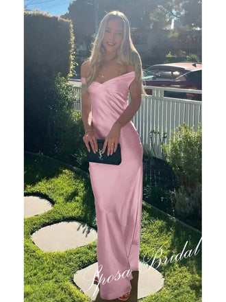 Sexy Soft Satin Off Shoulder Sleeveless Mermaid Floor Length Prom Dress, PD4078