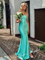 Sexy Soft Satin Spaghetti Straps Sleeveless Side Slit Mermaid Floor Length Prom Dress, PD4079