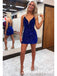 Sexy Royal Blue Sequin Spaghetti Straps V-Neck Sheath Mini Dresses/ Homecoming Dresses, PD3559