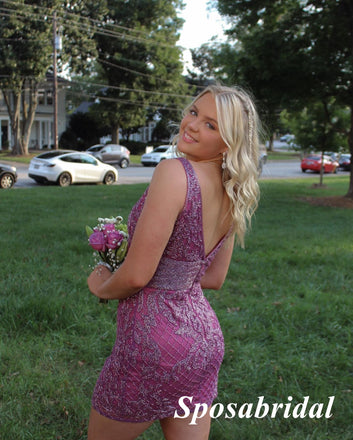 Spaghetti Straps Sleeveless Sheath Mini Dresses/ Homecoming Dresses, PD3605