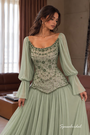 Mint Sweetheart Lace Corset Tulle Evening Dress, Strapless Twist Bodice Floor Length A-Line Gown,PD4350