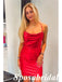 Sexy Red Soft Satin Spaghetti Straps Sheath Mini Dresses/ Homecoming Dresses, PD3568