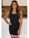 Shiny Sexy Black Special Fabric And Rhinestone Spaghetti Straps Sheath Mini Dresses/ Homecoming Dresses, PD3534
