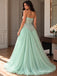 Mint Sweetheart Lace Corset Tulle Evening Dress, Strapless Twist Bodice Floor Length A-Line Gown,PD4346