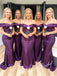 Sexy Soft Satin Off Shoulder Sleeveless Floor-Length Mermaid Maxi Bridesmaid Dresses, BD3443
