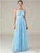 Sexy Halter Chiffon Sleeveless Floor-Length A-Line Maxi Mermaid Bridesmaid Dresses, BD3444