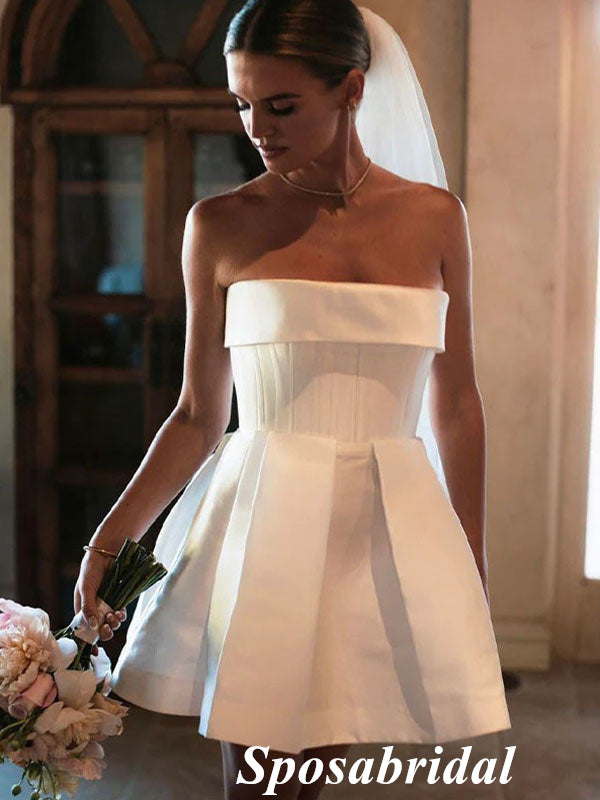 Sexy Satin Sweetheart Sleeveless A-Line Beach Short Wedding Dresses, W SposaBridal Sexy Satin Sweetheart Sleeveless A-Line Beach Short Wedding Dresses, W SposaBridal