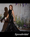 Sexy Black Sequin Spaghetti Straps Sleeveless Mermaid Long Prom Dresses, PD3926