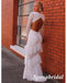 Sexy V-Neck Long Sleeves Open Back Side Slit Mermaid Long Prom Dresses, PD3936