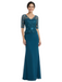 Elegant Chiffon Half Sleeves Floor-Length Sheath Maxi Mother Of The Bride Dresses, SFM004